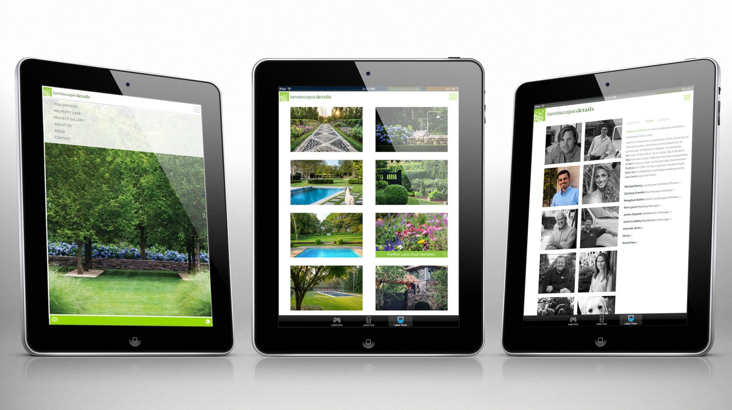 Landscape Details ipad responsive web design view